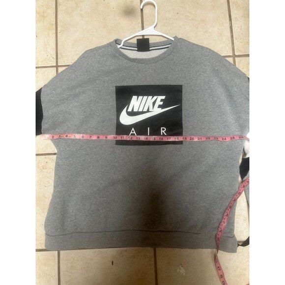 NIKE Box Logo Print Sweatshirt XL Gray Cotton Brushed Lining Side Slit Zip AIR - Picture 5 of 6